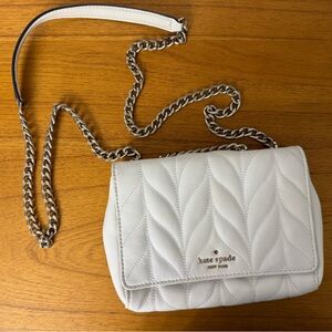 Kate Spade White Quilted Crossbody Bag with Chain Strap